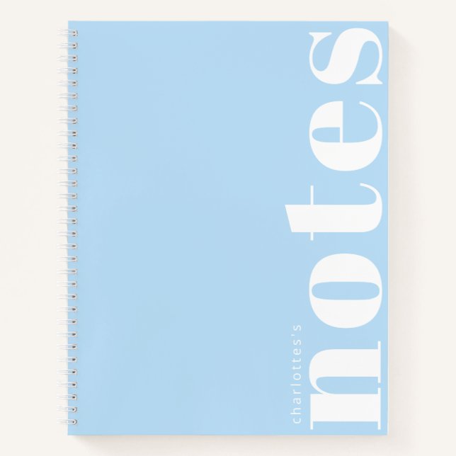 Minimalistische Pastelblauer Typografie Moderne Cu Notizbuch (Vorderseite)