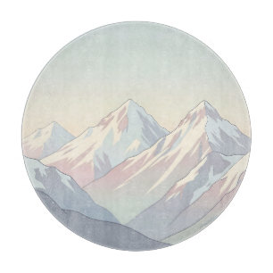 Minimalistische Pastell-Berglandschaft Schneidebrett