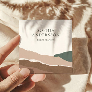 Minimalistische Pastell-Torn-Edge-Landschaft Quadratische Visitenkarte