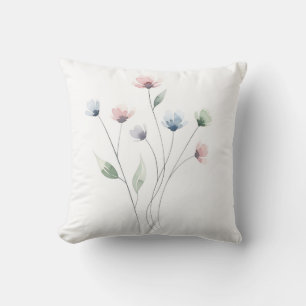Minimalistische Pastell-Wildblumen-Aquarellmalerei Kissen