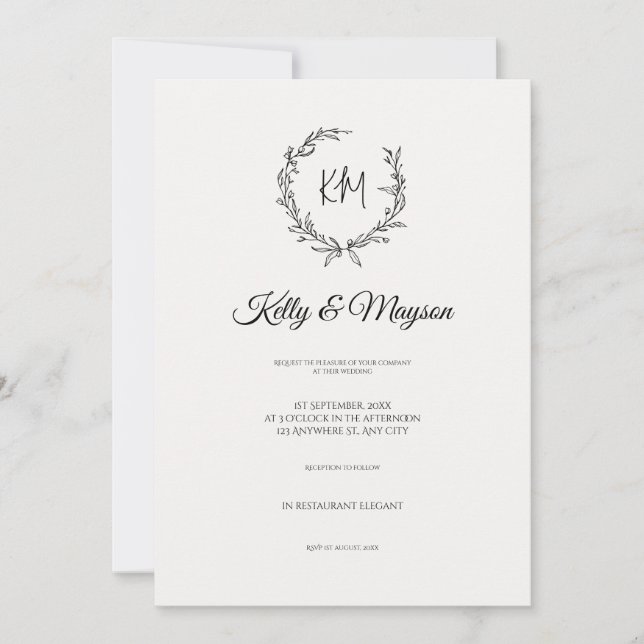 Minimalistische Pastellblütenhochzeit Einladung (Vorderseite)
