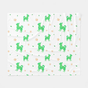 Minimalistische Pastellgrün Chihuahua Silhouette D Fleecedecke