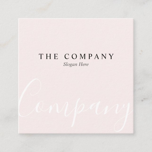 Minimalistische Pastellrosa Typo Square Business C Quadratische Visitenkarte (Vorderseite)