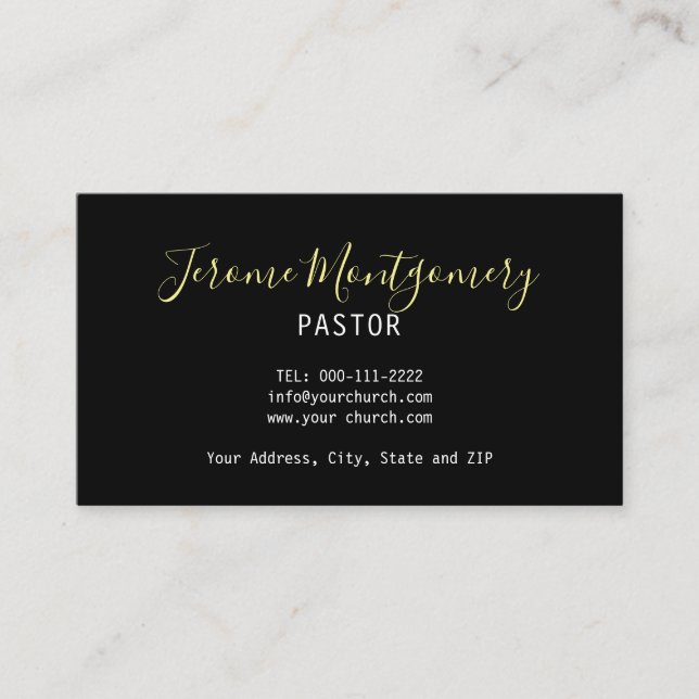 Minimalistische Pastor-Visitenkarte Visitenkarte (Vorderseite)