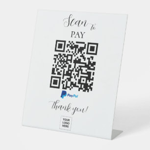 Minimalistische Paypal Zahlung QR Code Pedestal Si Sockelschild