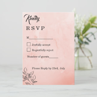 minimalistische Peach Botanical RSVP-Karte