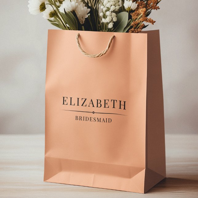 Minimalistische Peach Bridesmaid Geschenke Elegant Mittlere Geschenktüte (Von Creator hochgeladen)