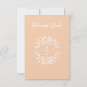 Minimalistische Peach Wedding Dankeschön Karte
