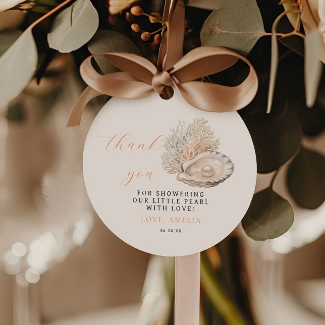 Minimalistische Pearl Baby Shower Tag Geschenkanhänger (Von Creator hochgeladen)