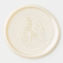 Minimalistische Pearl White Monogram Wildblume Wed