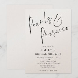 Minimalistische Perlen und Prosecco-Brautparty Einladung