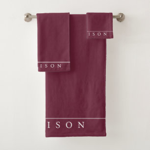 Minimalistische personalisierte Bordeaux-Wein-Farb Badhandtuch Set