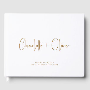 Minimalistische Personalisierte Goldtypografie Gästebuch