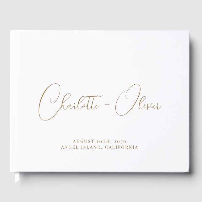 Minimalistische Personalisierte Goldtypografie Gästebuch (Vorderseite)