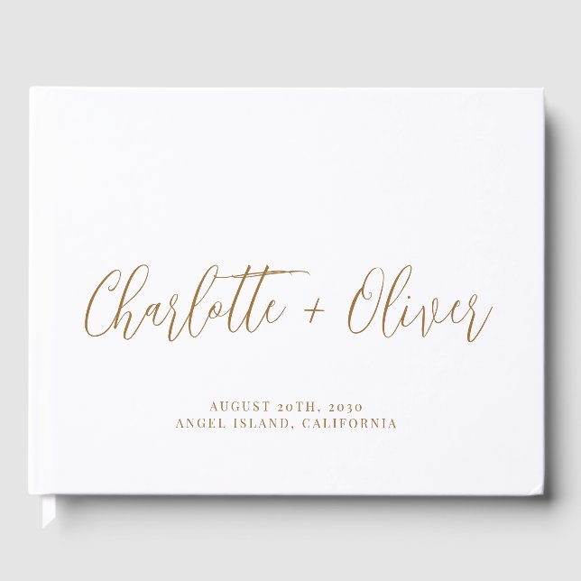 Minimalistische Personalisierte Goldtypografie Gästebuch (Vorderseite)