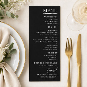 Minimalistische personalisierte Hochzeitsempfangsm Menükarte