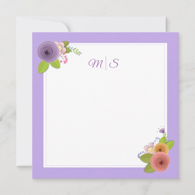 Minimalistische Personalisierte Monogramm-Floral-K Dankeskarte (Vorderseite)