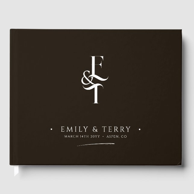 Minimalistische Personalisierte Monogramm-Hochzeit Gästebuch (Vorderseite)