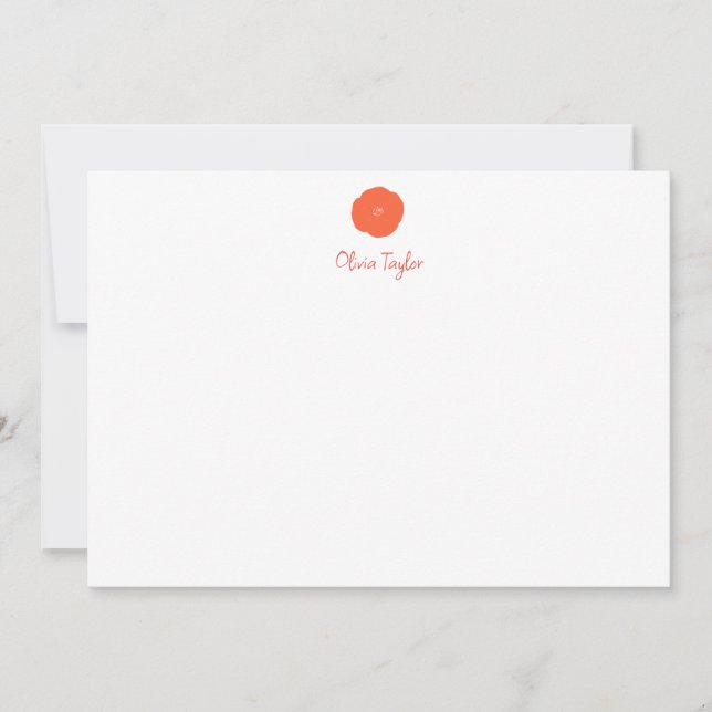 Minimalistische Personalisierte Stationery Orange  Mitteilungskarte (Vorderseite)
