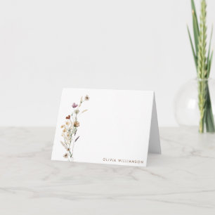 Minimalistische personalisierte Wildblumen-Schreib Dankeskarte