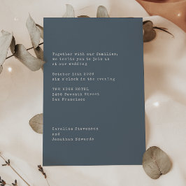 Minimalistische Pewter-Schreibmaschine Typografy W Einladung