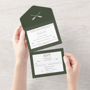 Minimalistische Pfeifensehen   Olive Green All In One Einladung