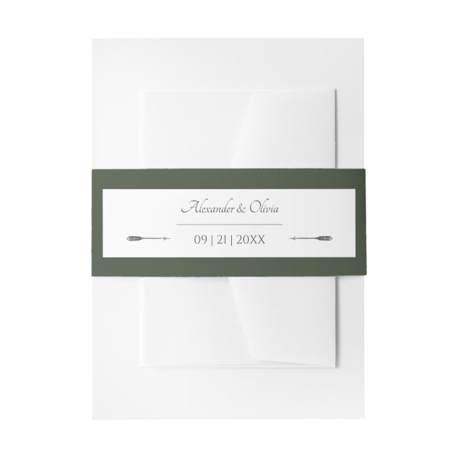 Minimalistische Pfeifensehen | Olive Green Einladungsbanderole (Vorderseite Beispiel)