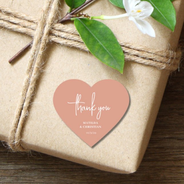 Minimalistische Pfirsichhochzeit Herz-Aufkleber (Von Creator hochgeladen)