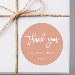 Minimalistische Pfirsichhochzeit Runder Aufkleber