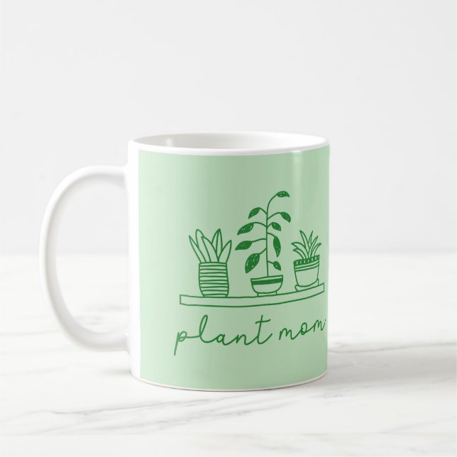 Minimalistische Pflanze Mama Niedliche Pflanze Lov Kaffeetasse (Links)