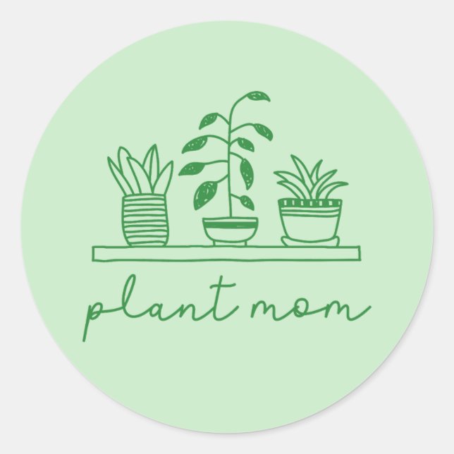 Minimalistische Pflanze Mama Niedliche Pflanze Lov Runder Aufkleber (Vorderseite)