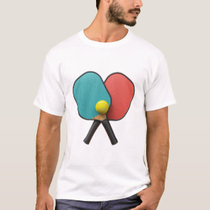 Minimalistische Pickleball-Schläger Gelber Ball T-Shirt