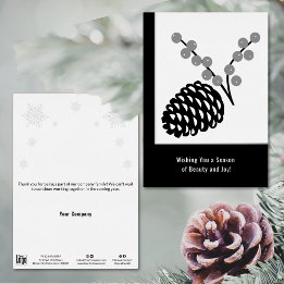 Minimalistische Pine Cone Fox Business-Urlaubskart Folieneinladung
