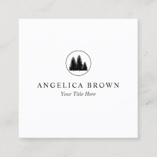 Minimalistische Pine-Tree-Logo-Visitenkarte Quadratische Visitenkarte