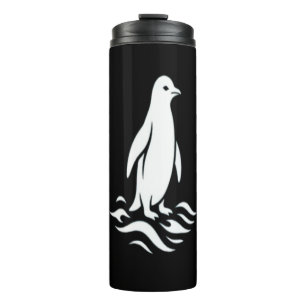 Minimalistische Pinguin-Linienkunst Winterwelle Mo Thermosbecher