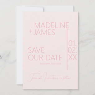 Minimalistische Pink auf Hellrosa Schrift Save-the Einladung