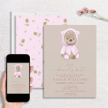 Minimalistische Pink Baby Dusche Einladung<br><div class="desc">Herzlich willkommen im neuen Freudenbündel mit unserer schicken und stilvollen Minimalistischen Bearly Wait Pink Baby Shower Einladung! Diese moderne, geschlechtsneutrale Einladung eignet sich perfekt für eine Babyankündigung und eine Babydusche. Die Einladung zeigt ein trendiges minimales Design mit einem süß koordinierenden rosa Teddy-Bär, der dem Zitat "Wir können frühzeitig warten" entspricht,...</div>