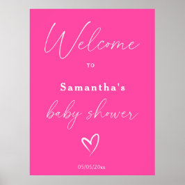 Minimalistische Pink Baby Dusche Empfang Poster