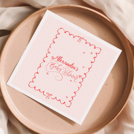 Minimalistische Pink Bow Doodle Kinderdusche Serviette