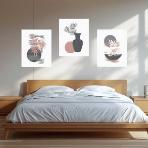 Minimalistische Pink/Graue Leinwand-Wandkunst-Deko Leinwanddruck