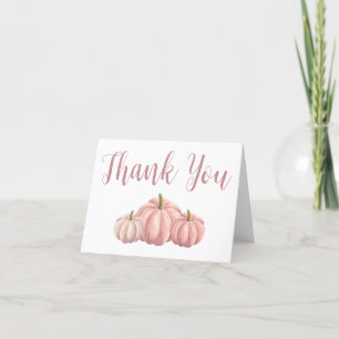 Minimalistische Pink Pumpkin Fall Baby Dusche Dankeskarte