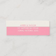 Minimalistische Pink- und Creme-Adresskarte