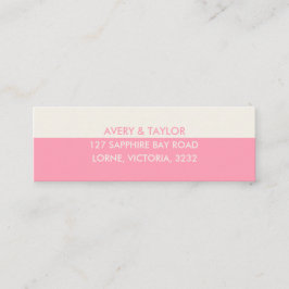Minimalistische Pink- und Creme-Adresskarte Mini Visitenkarte