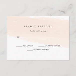 Minimalistische Pinsel   Blush Pink Stripe Wedding RSVP Karte
