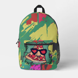 Minimalistische Pizza mit Sonnenbrille Bedruckter Rucksack