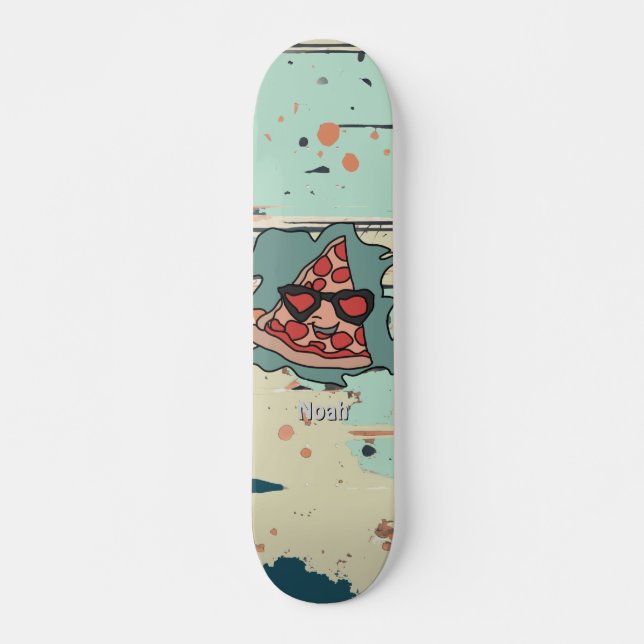 Minimalistische Pizza mit Sonnenbrille Classic Skateboard (Vorne)
