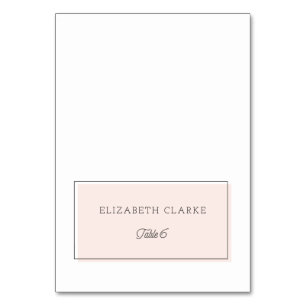 Minimalistische Platzkarte des Farbblocks Blush    Tischnummer