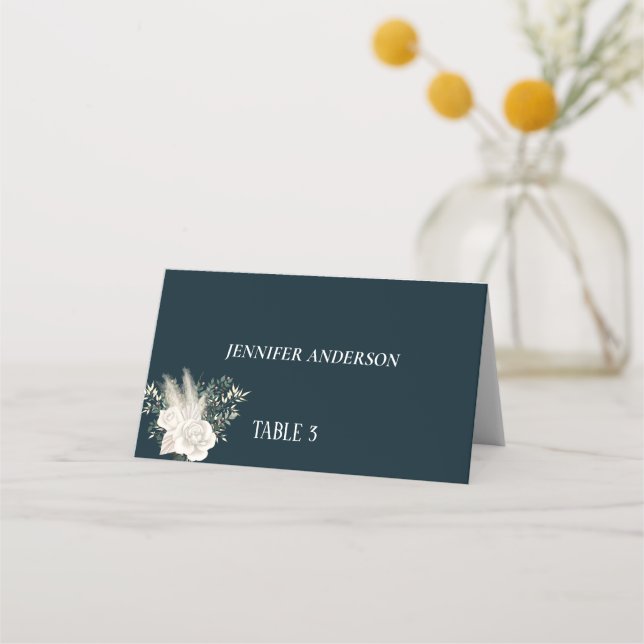 Minimalistische Platzkarten für Hochzeiten in weiß (Vorderseite)