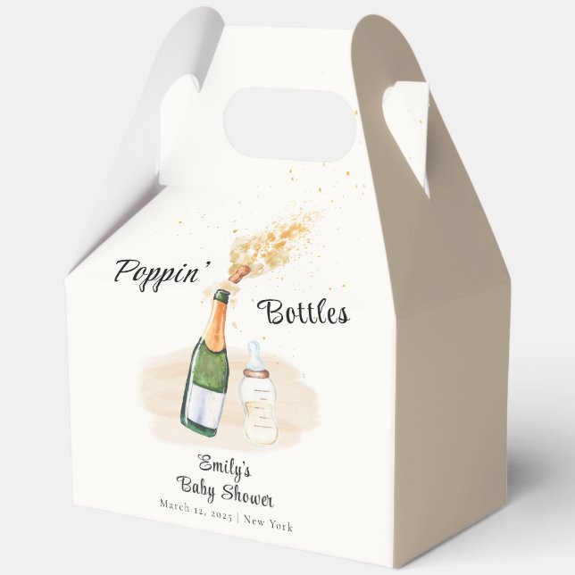 Minimalistische Poppin Flaschen Champagner Kinderd Geschenkschachtel (Vorderseite)