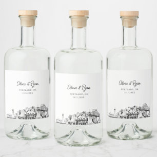 Minimalistische Portland Wedding Custom Alkoholflaschenetikett